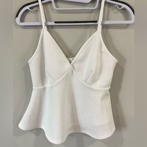 Caution to The Wind White V-Neck Peplum Top